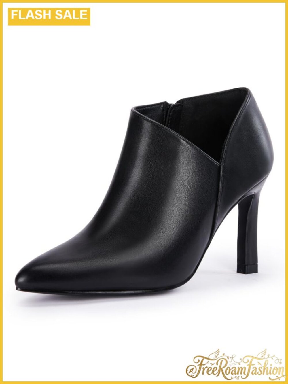 Suede Faux Leather Pointed Toe Kitten Heel Ankle Booties Side Zip Office